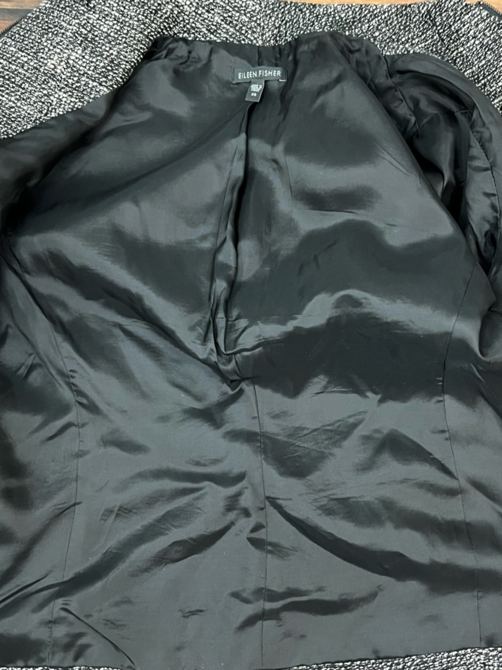 Eileen Fisher Tweed Leather Trim Jacket – Size XS - Picture 10 of 11